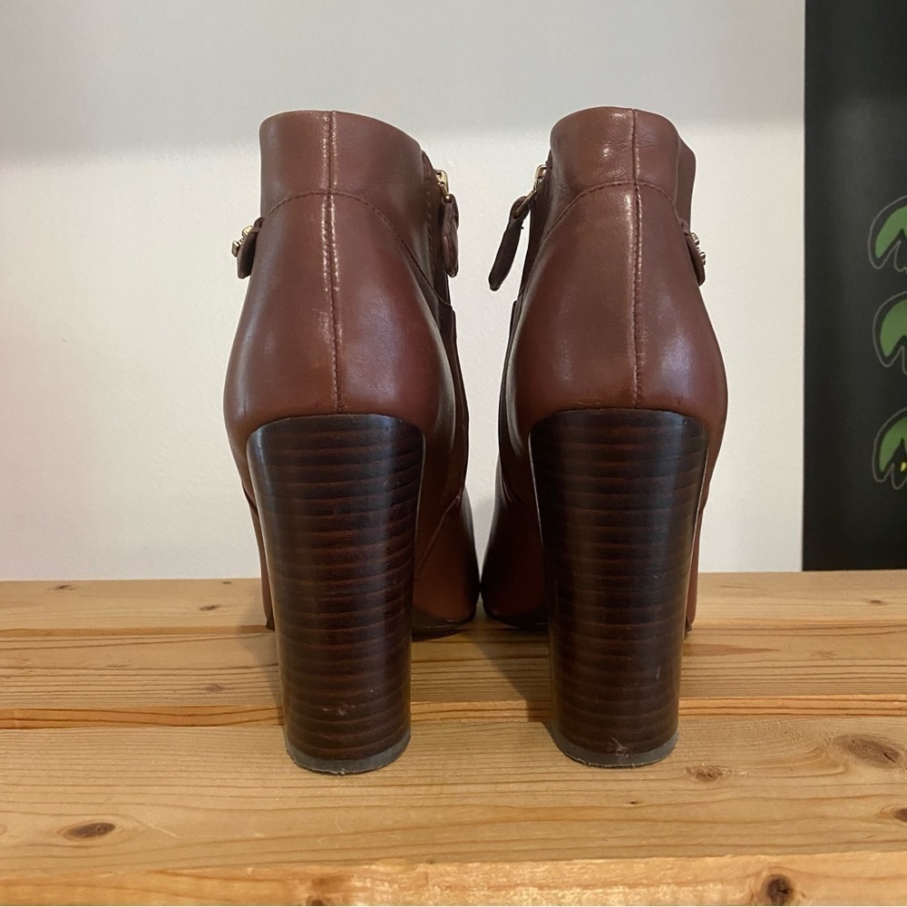 Tory Burch Brown Leather Fulton Zip Ankle Boots Booties 10 - Picture 10 of 16